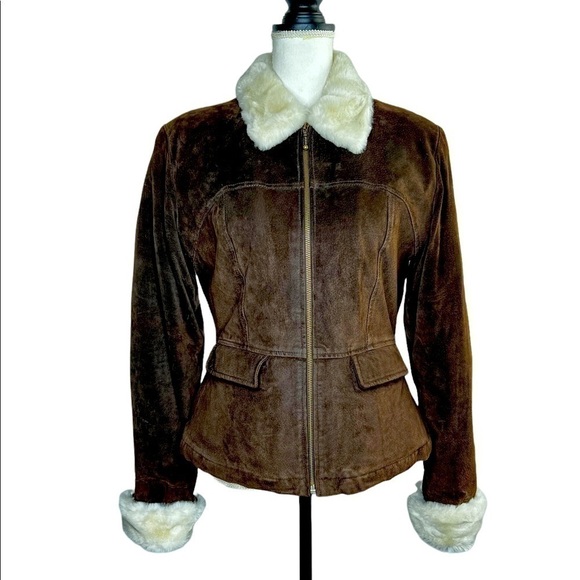 Maxima Jackets & Blazers - Maxima Wilsons The Leather Experts Suede Leather Fur Lined Full Zip Jacket